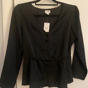 NWT Jcrew factory black button blouse size R